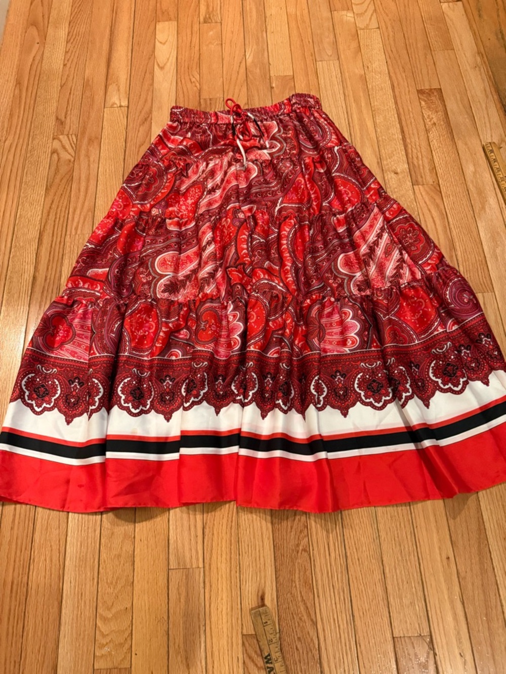 Ralph Lauren Red Paisley Maxi Skirt Size S boho festival - Picture 2 of 7